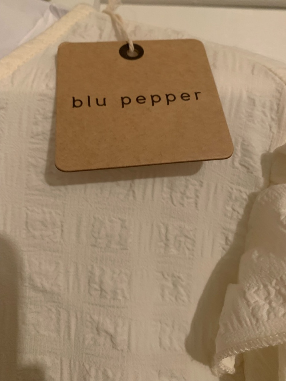 Blu Pepper Cream Textured Ruffle Top - Picture 2 of 4